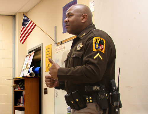 Officer Freeman Speaks with Tuscarora Students